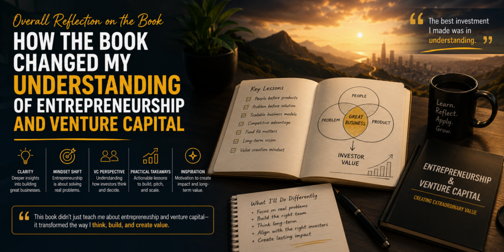 Overall Reflection on the Book – How the Book Changed My Understanding of Entrepreneurship and Venture Capital